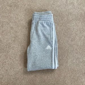 Grey and White Adidas Sweatpants